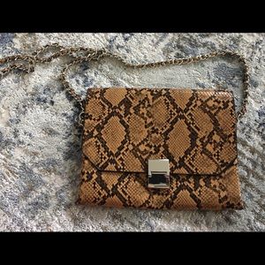 Zara faux tan python print crossbody bag w/magnet